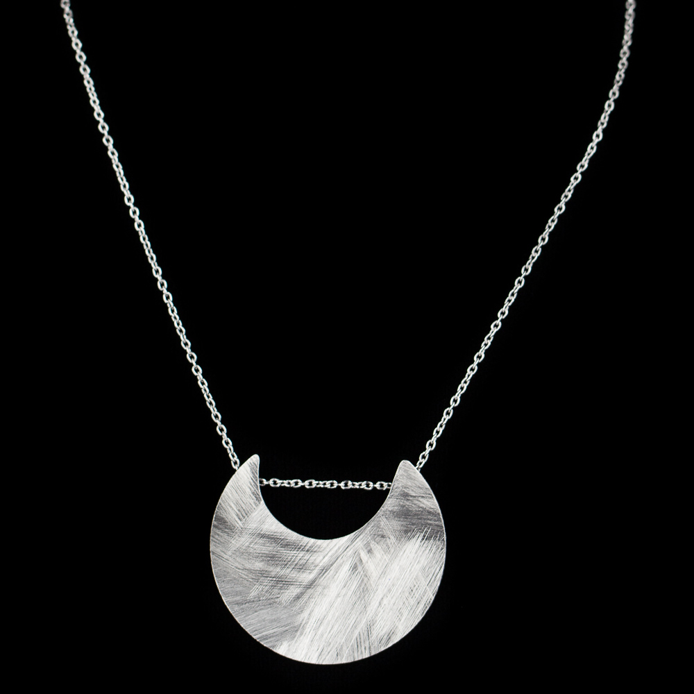 DI0916006 - Zilveren halve maan hanger met ketting