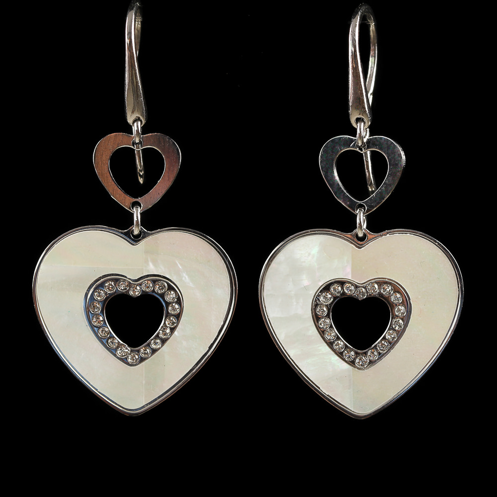 Sterling silver earrings with 2 hearts