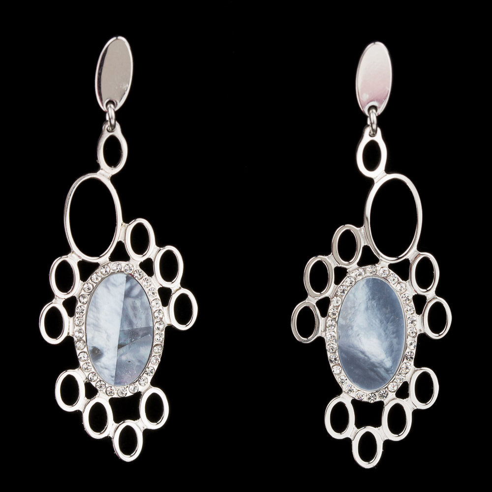 Silver and blue mother of pearl pending earrings