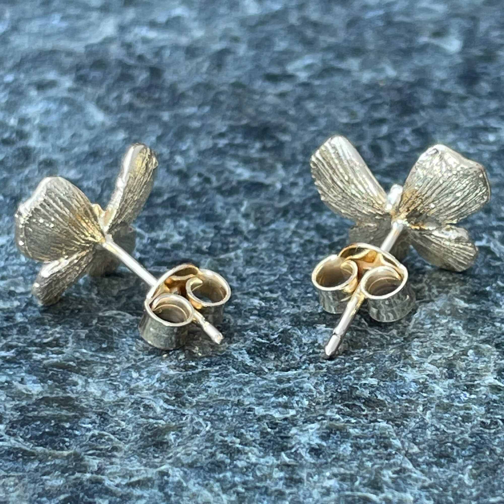 Gold plated mini butterfly earrings