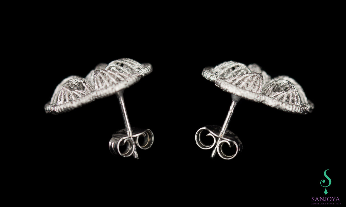 cutaway light grey sterling silver earrings