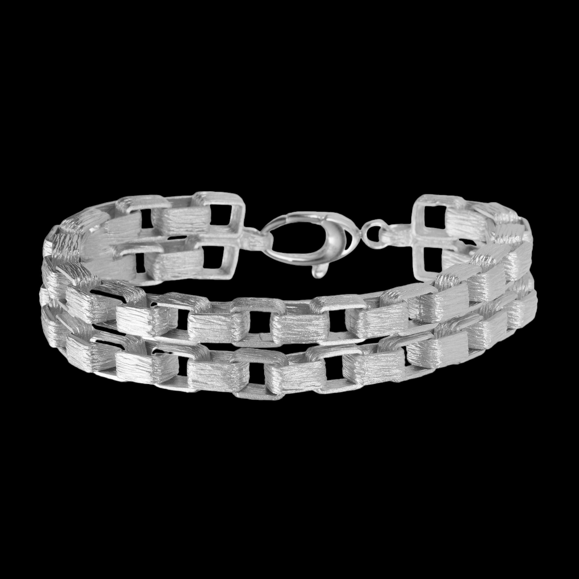 Tweerijige zilveren schakelarmband