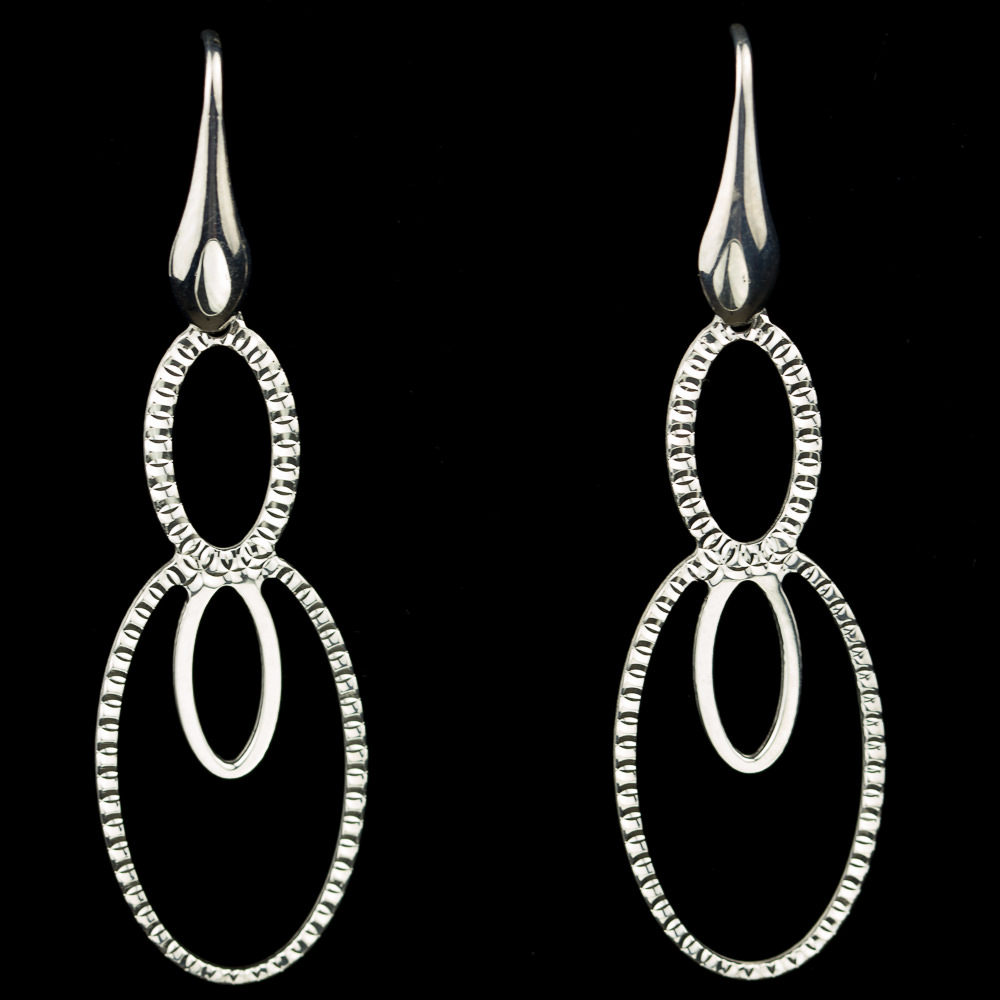 Silver oval earrings