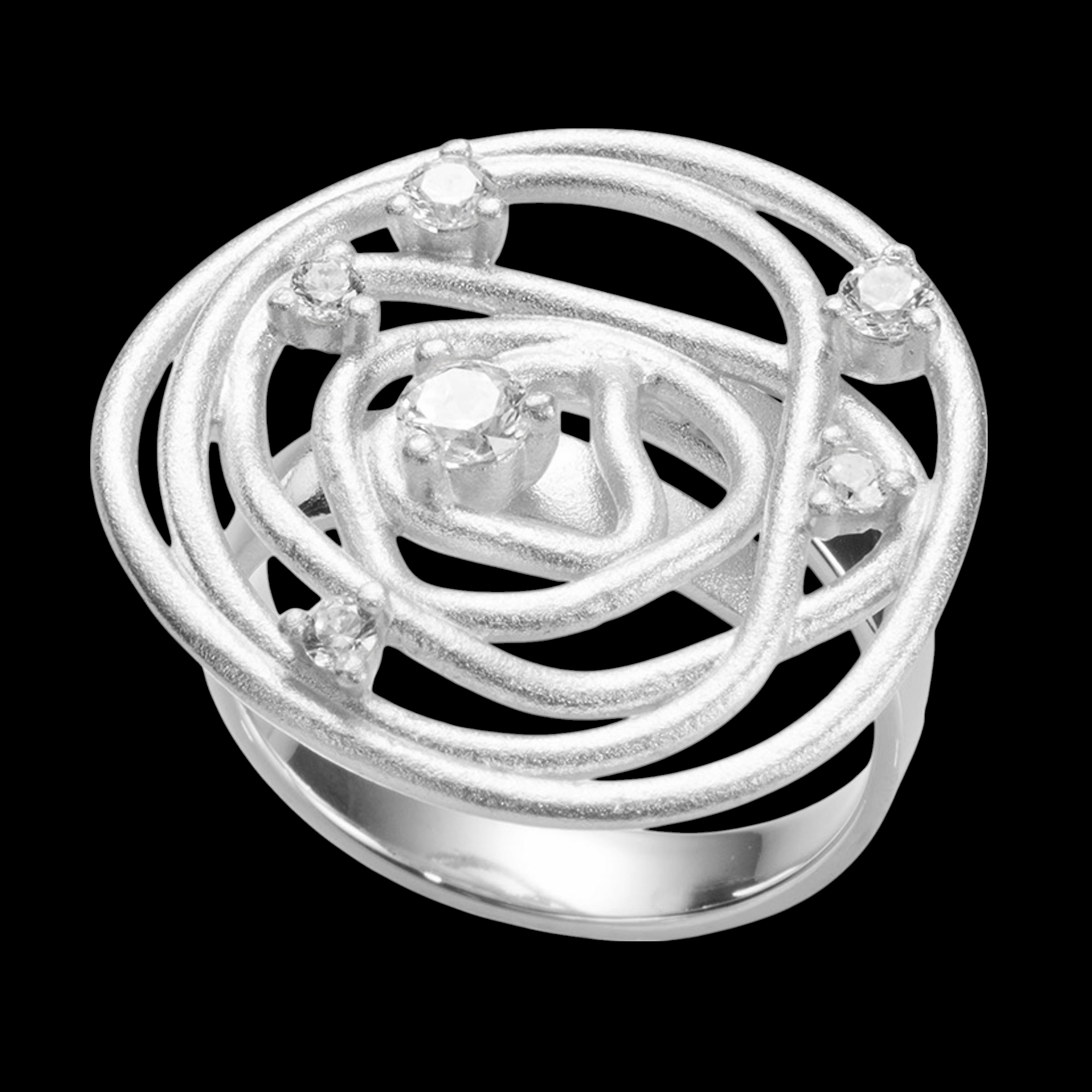 Elegant silver ring with six sparkling stones
