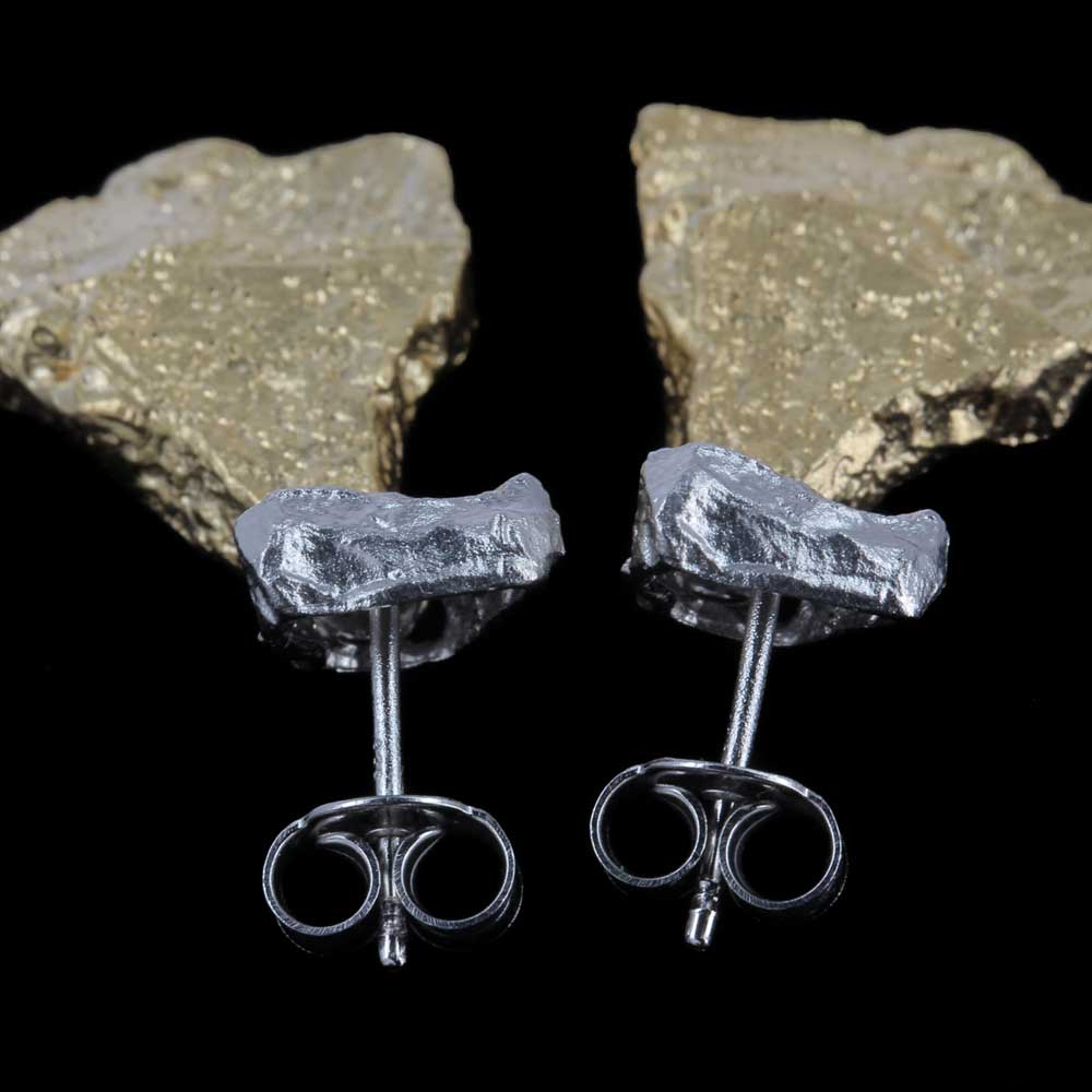 Zilver en goud steenvormige tweekleurige oorbellen