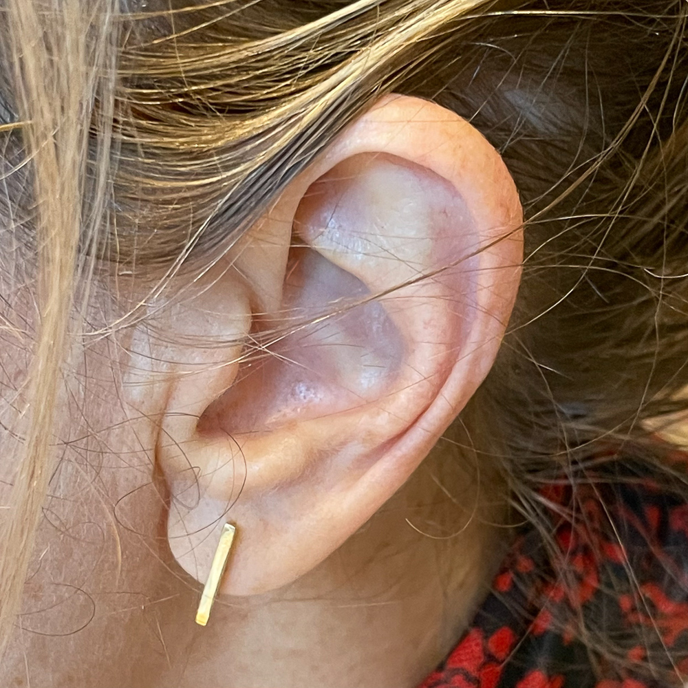 Gouden staafjes oorbellen, 18Kt