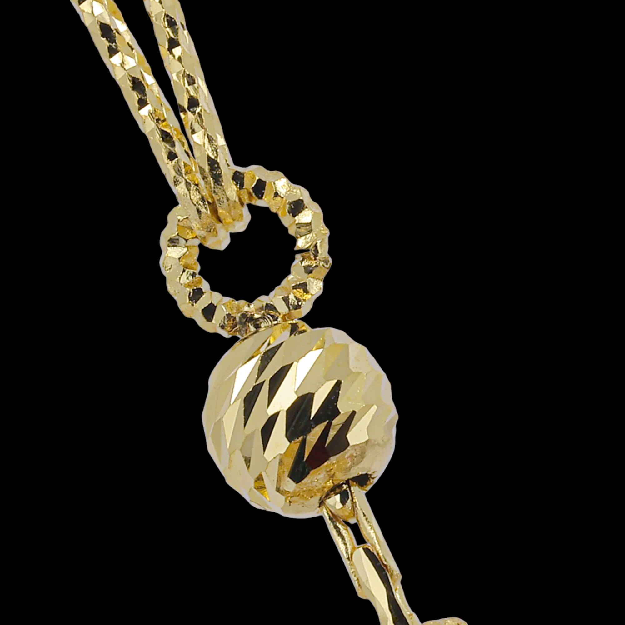 Gold tricolor necklace made of 18kt gold, 5 elements