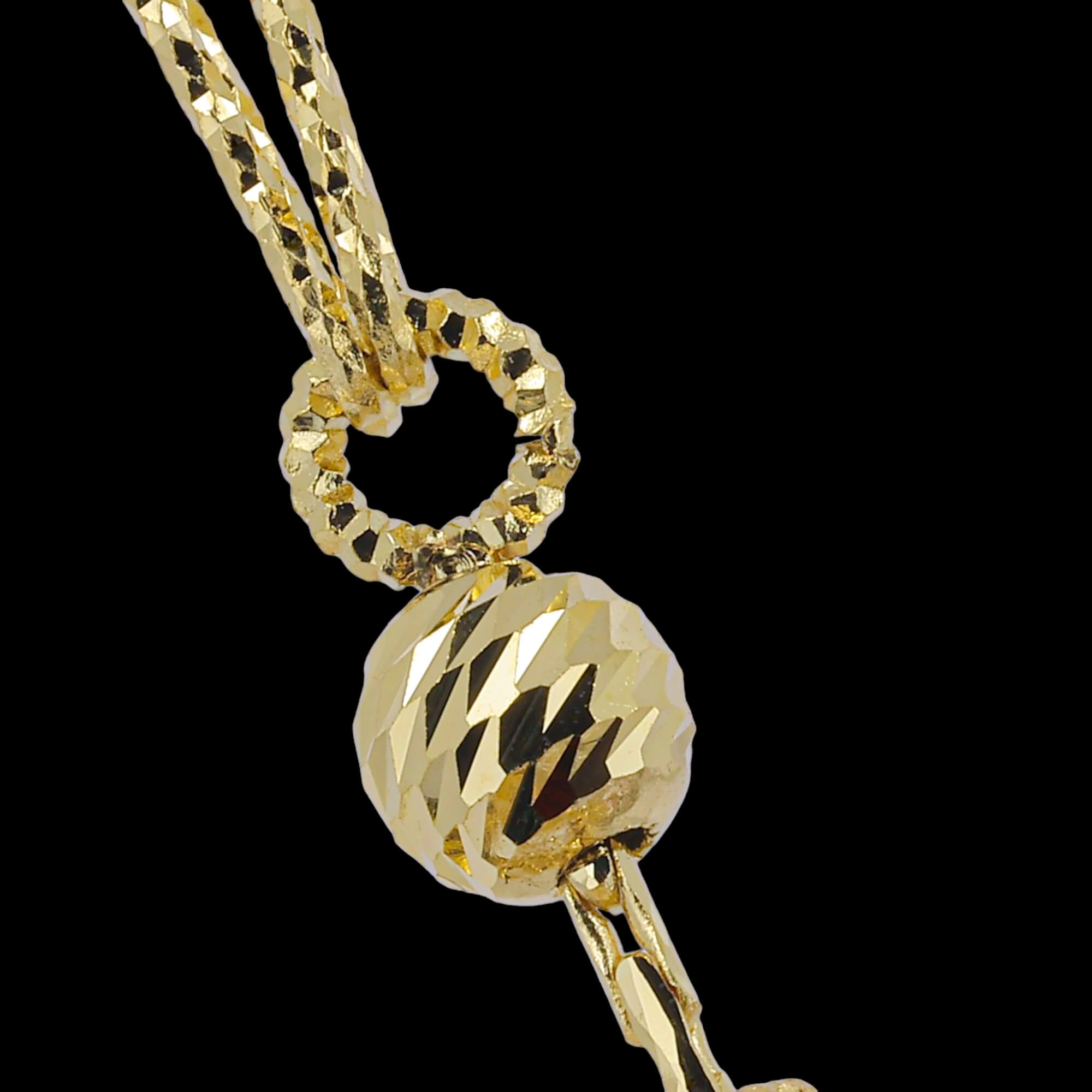 Golden tricolor chain of 18kt gold, 5 elements