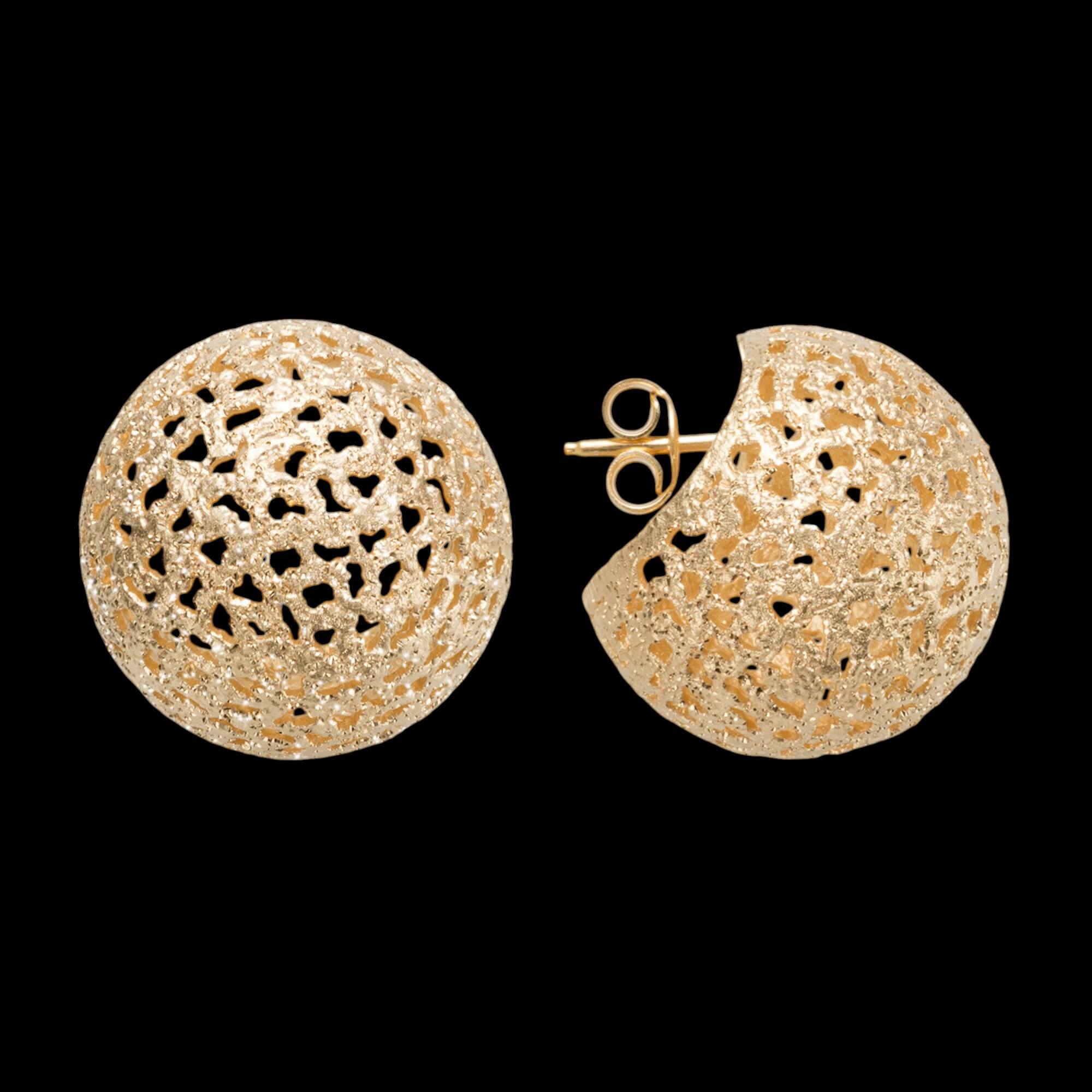 Large Dome-Shaped Gold-Plated Earrings with Open Circles