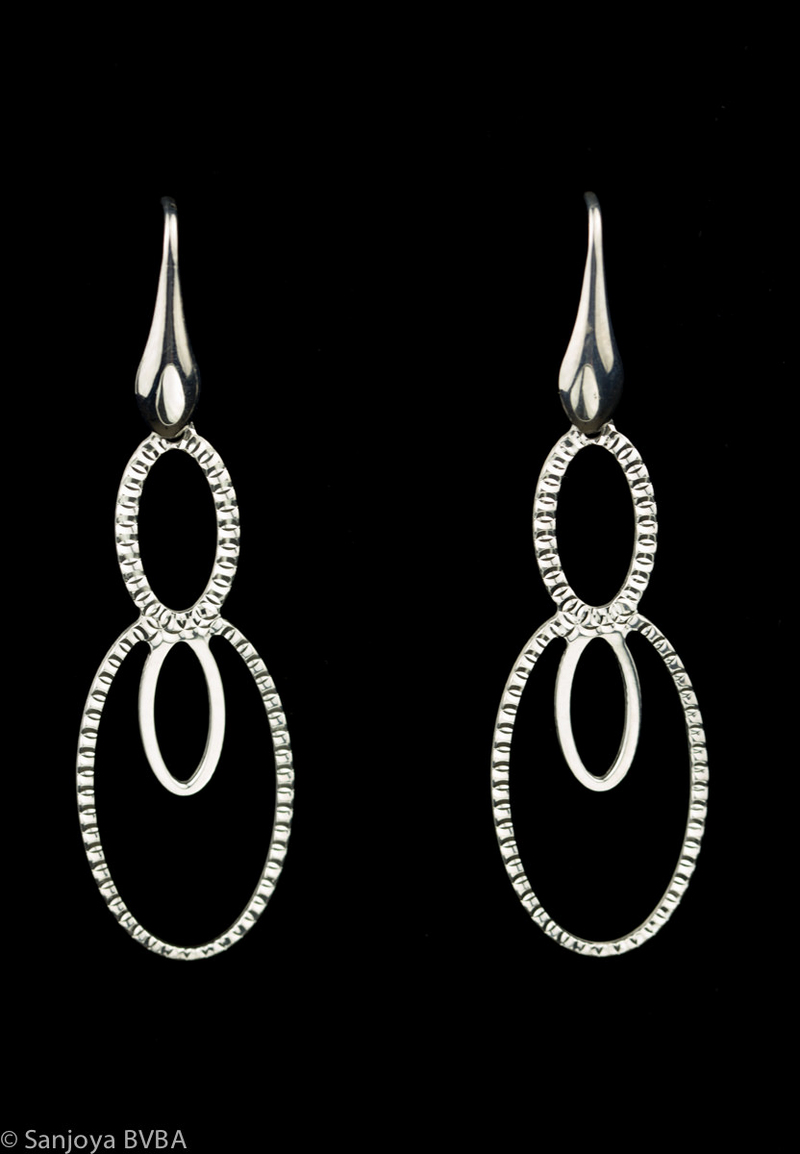 Silver oval earrings