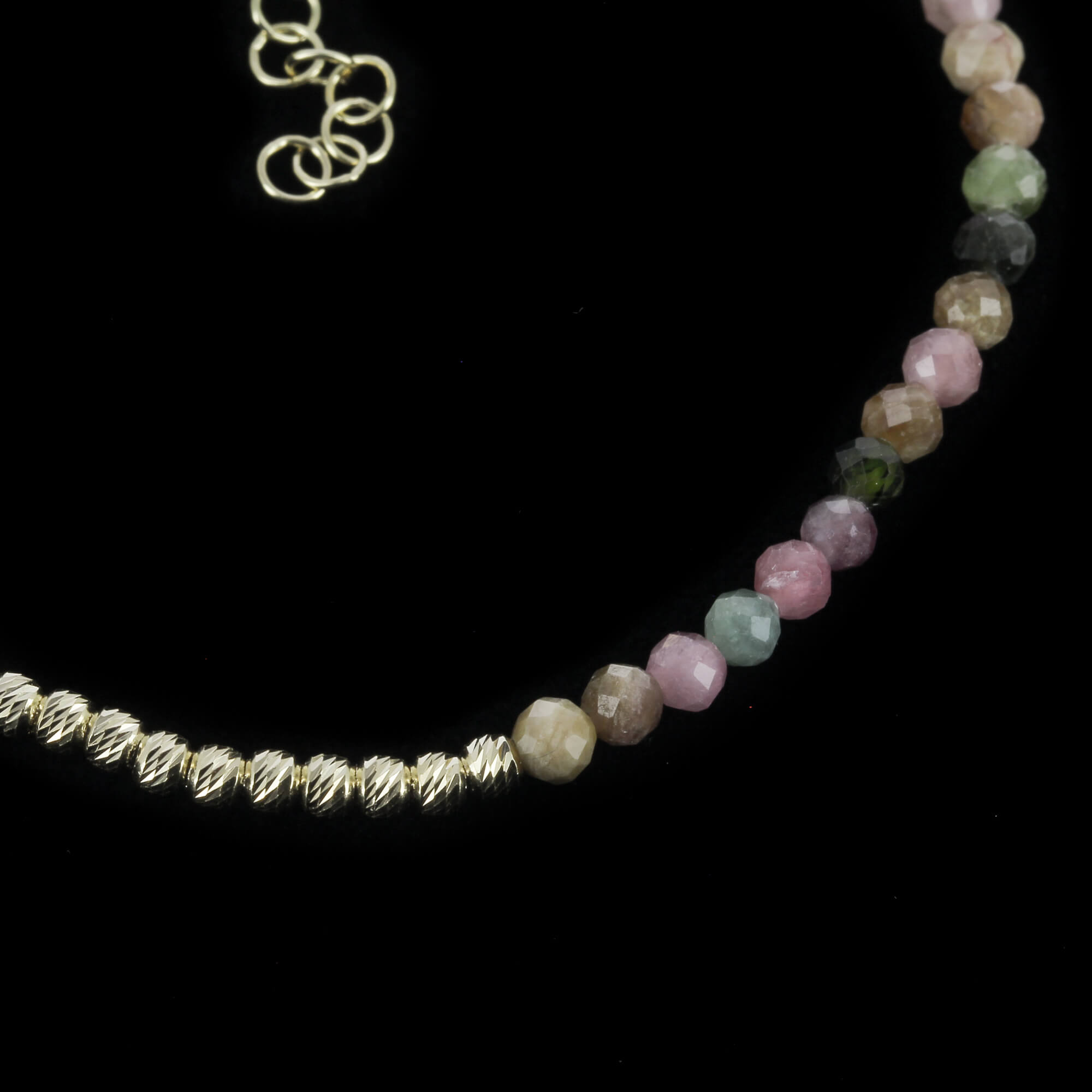 18kt golden bracelet 2.5 mm balls with color stones