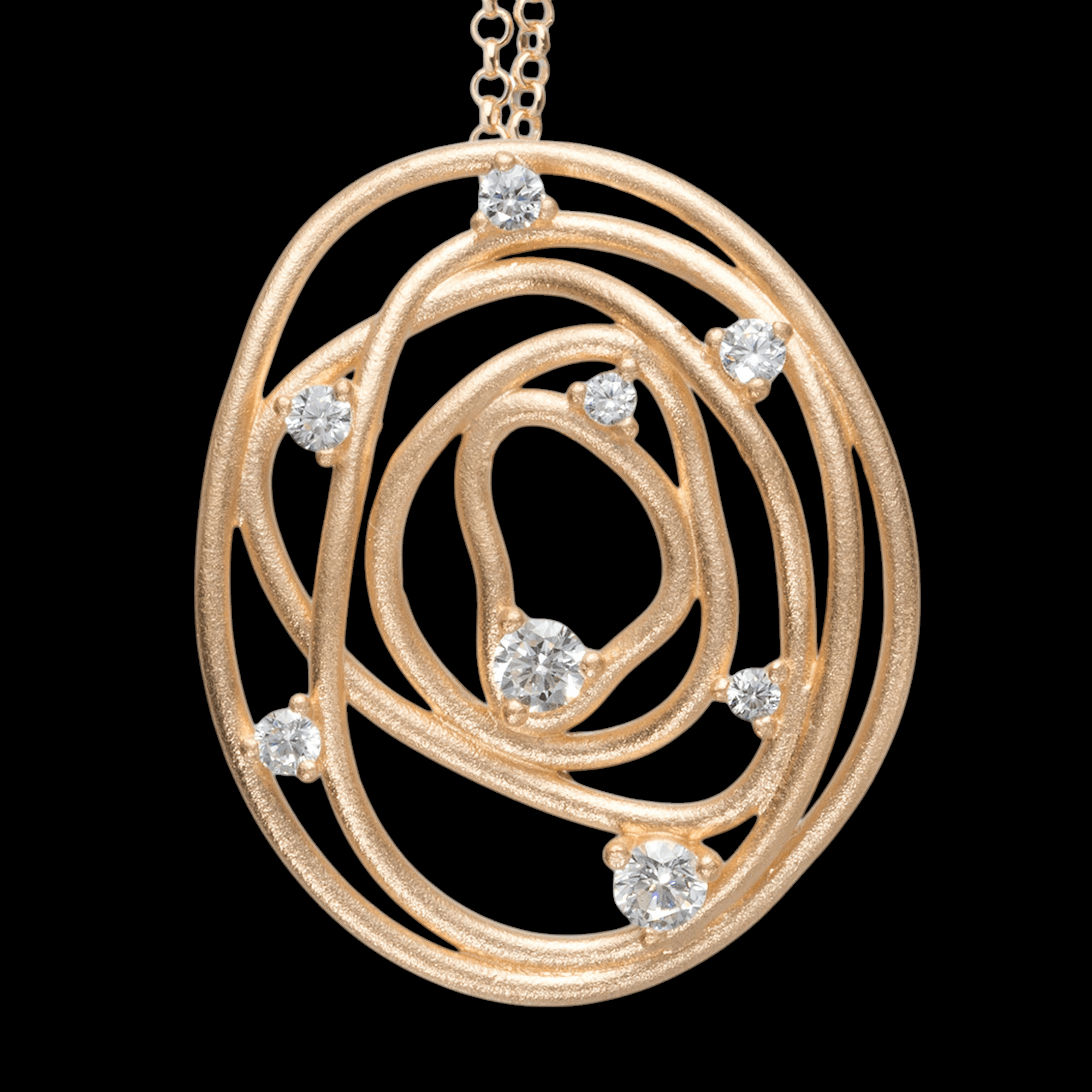Elegante vergulde hanger/ketting met 8 fonkelende steentjes