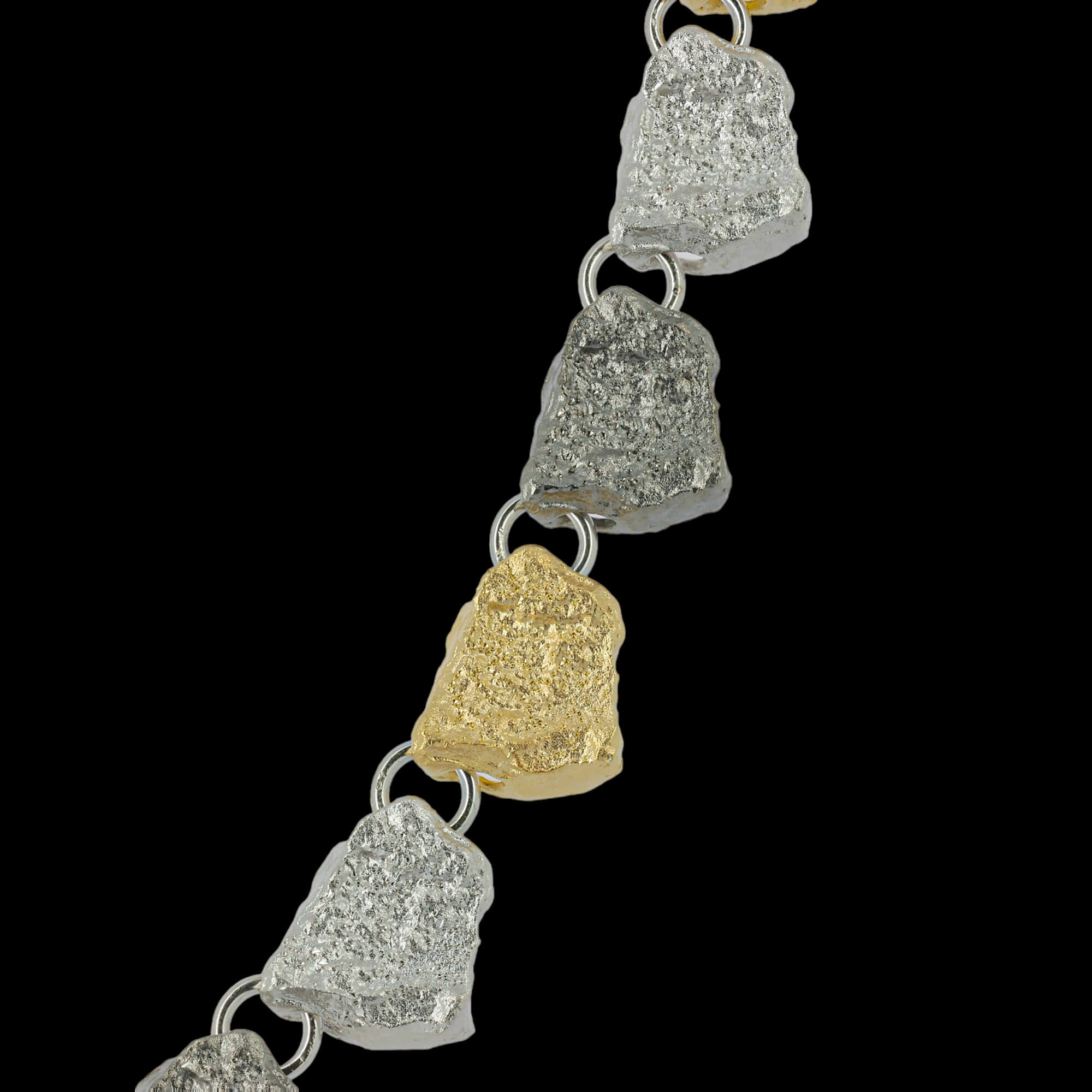 Belle chaîne/petites pierres en argent tricolore