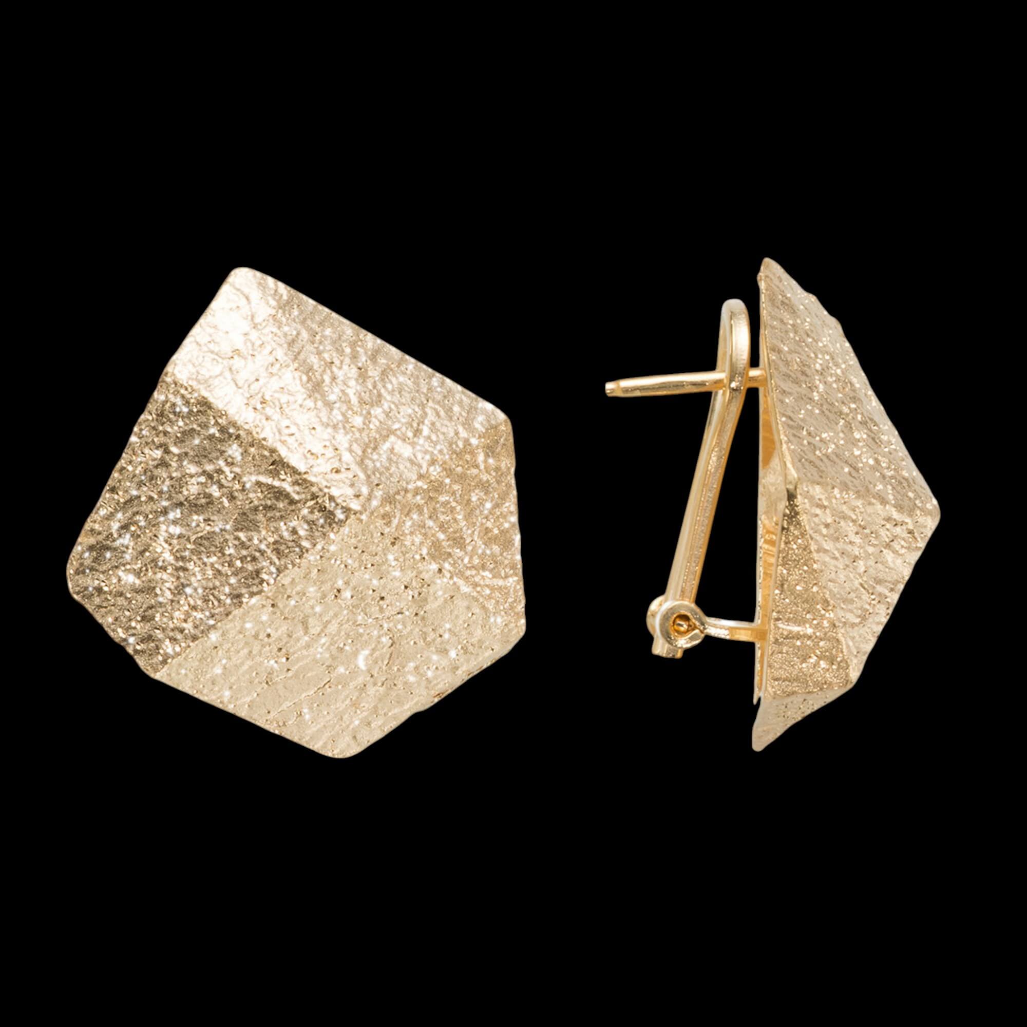 Gold-Plated Earrings with an Abstract Stone Look