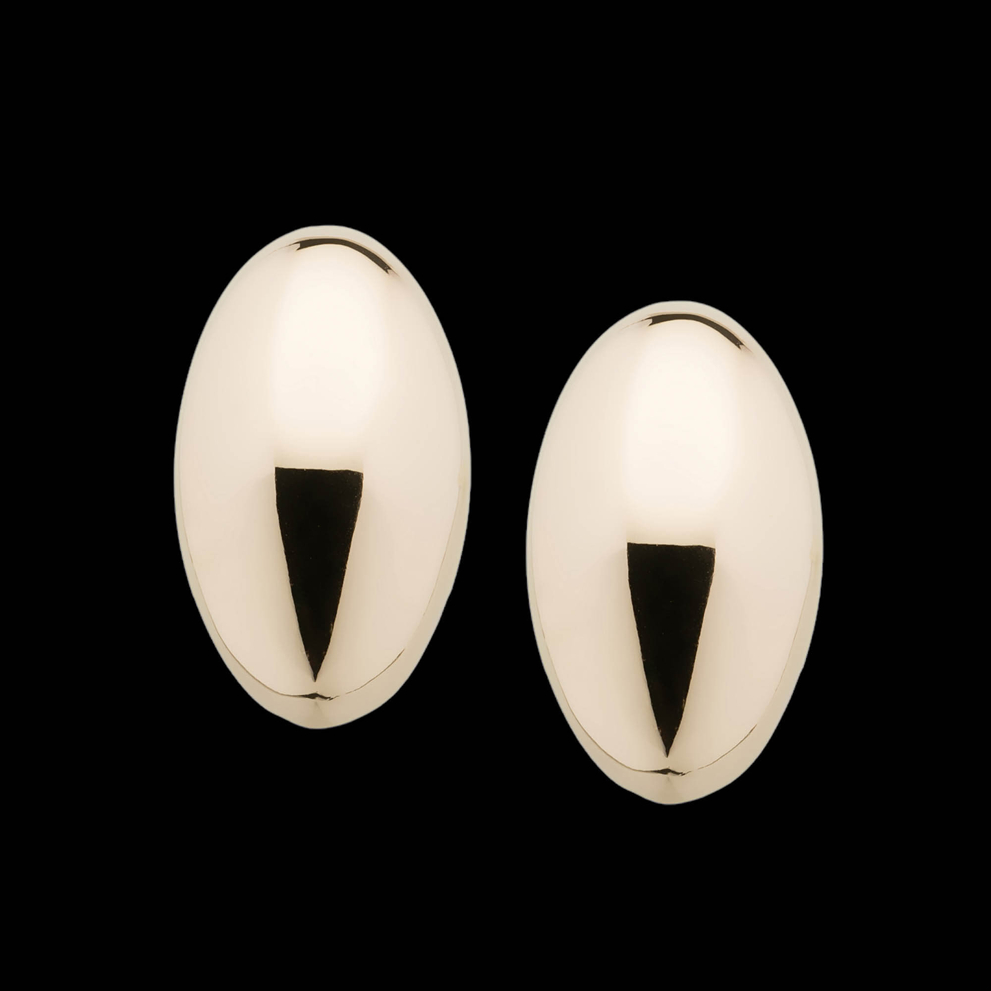 Gold and polished oval earrings