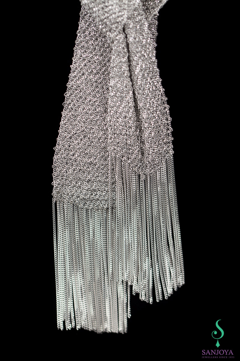 Silver scarf necklace. heavier and more 'eye catcher'