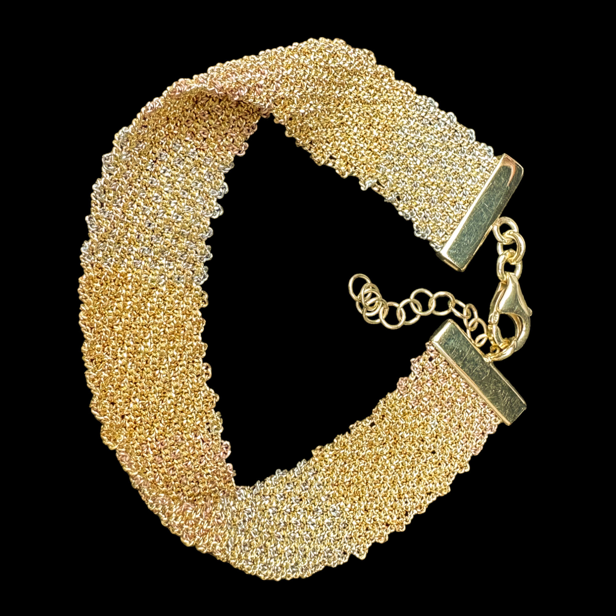 Tricolor gilded bracelet or interwoven chains