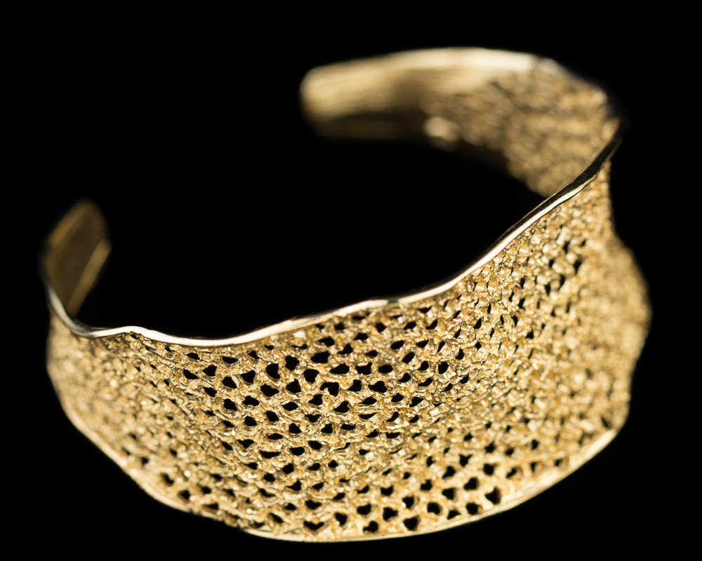 Dainty gold plated cuff bracelet with flare