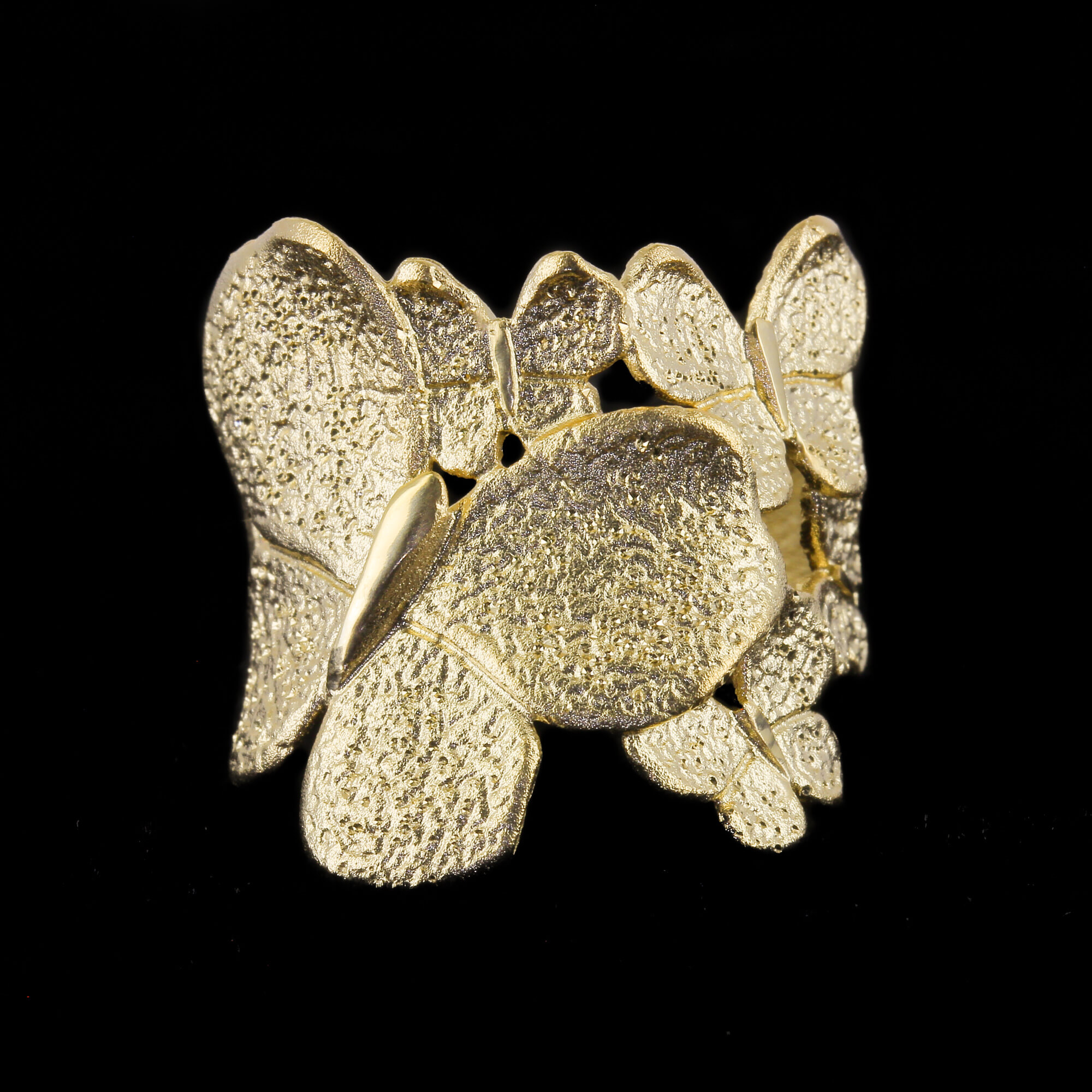 Smaller Golden Butterfly Ring; 18kt