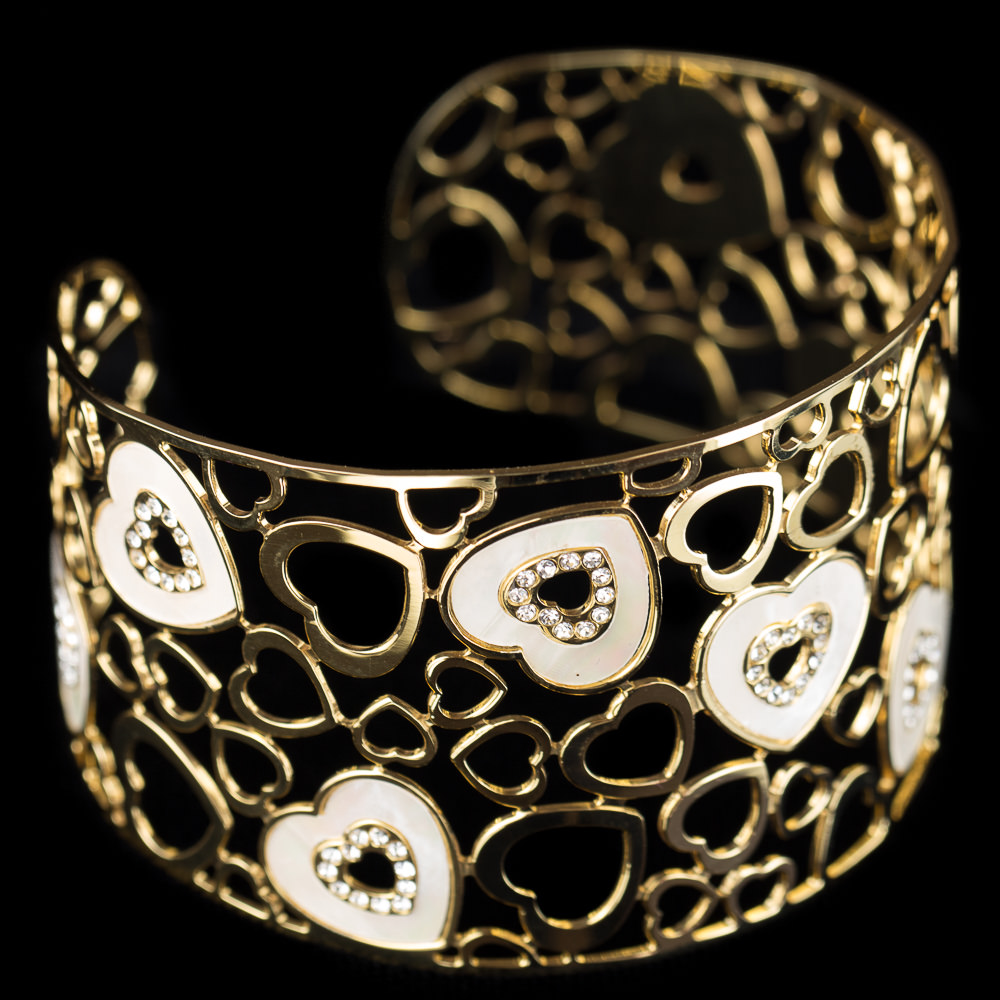 Slave bracelet Hearts gold plated and mother-of-pearl