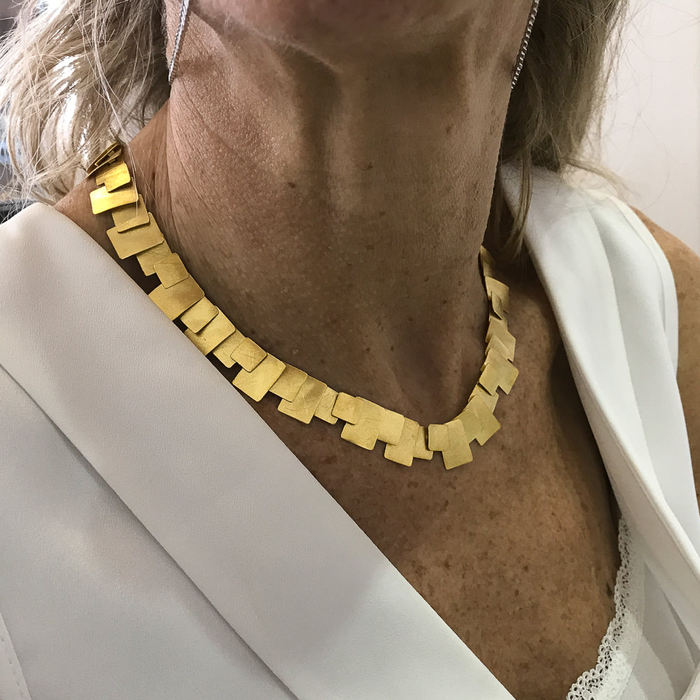 ORI1117007 - Vergulde armband met vierkantvormige schakeltjes