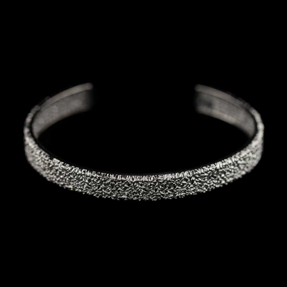 Matte and thin silvery open bangle