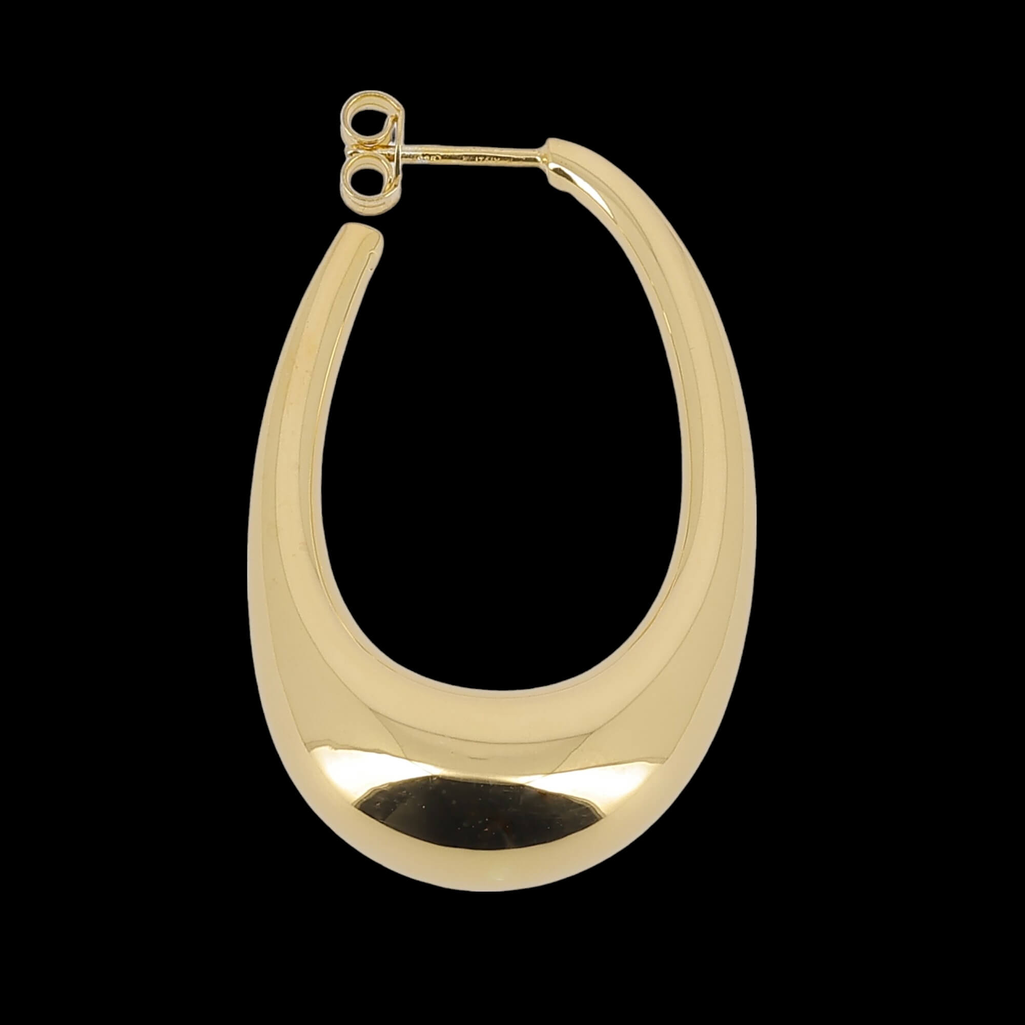 Gold ovals and polished hoop earrings of 14 kt