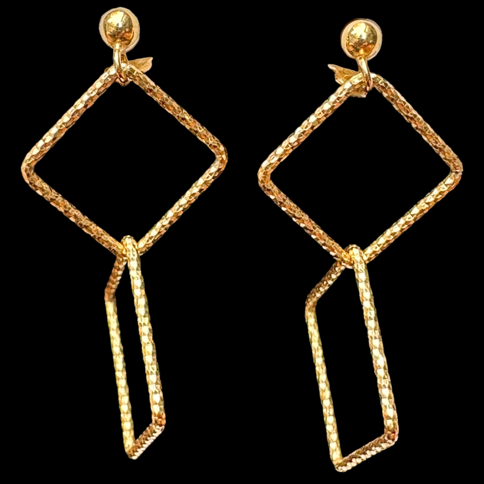 Gilded earrings with two open squares