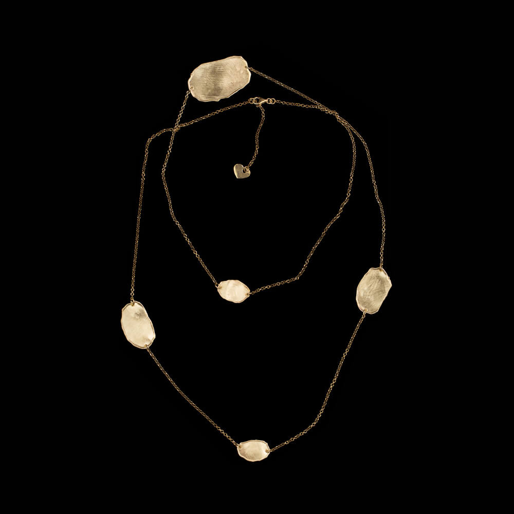 Long gold plated chain with unhammered oval links