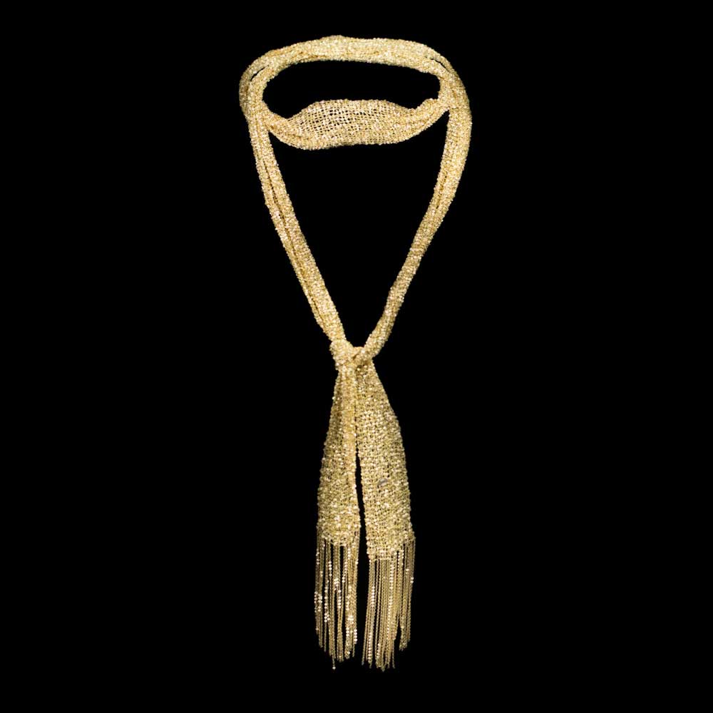 Gold plated scarf of intertwined necklaces