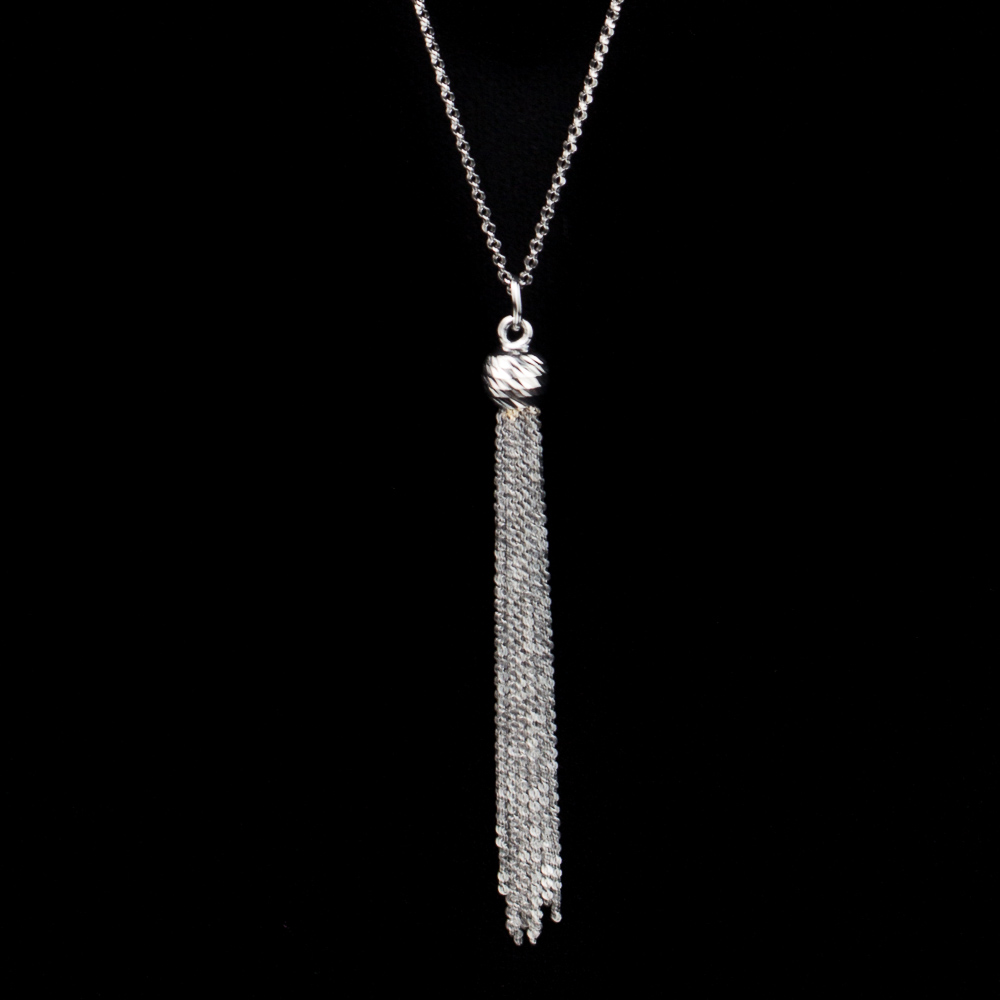 Black necklace of silver with long pendant