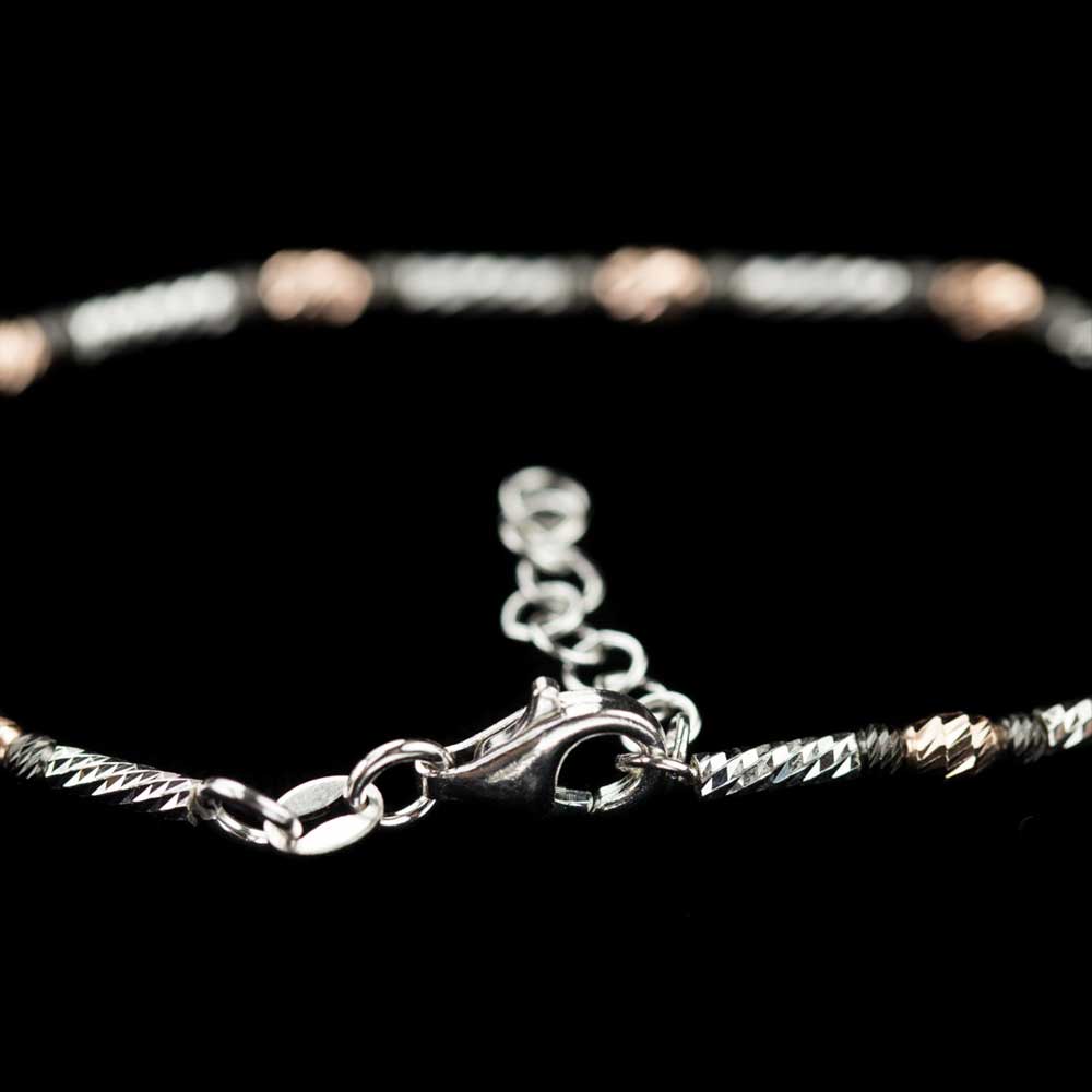 BIZ1217001 - Italiaans driekleurig armbandje van rosé, zwart en zilver