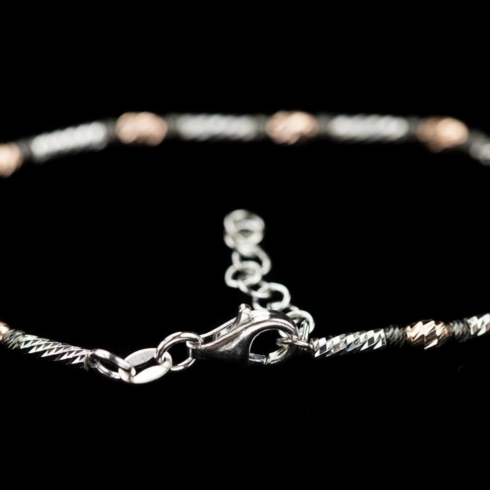 Italian bracelet of rosé, black and silver