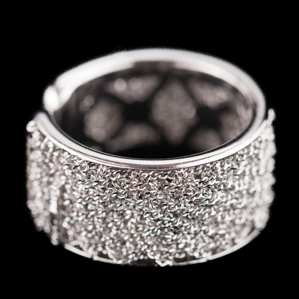 Special open ring of interwoven silver