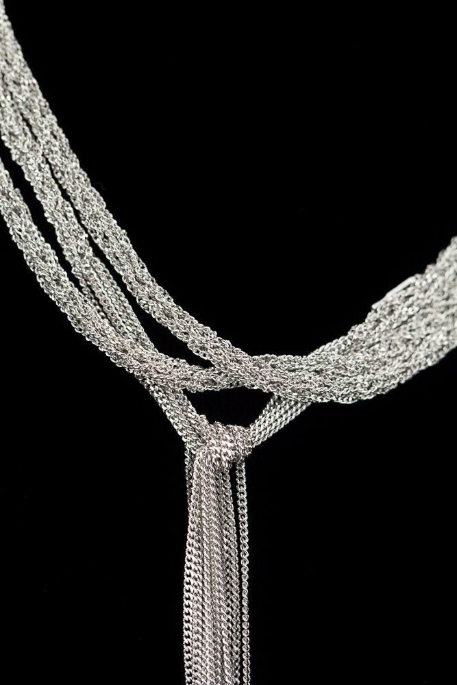 Thin silver scarf chain