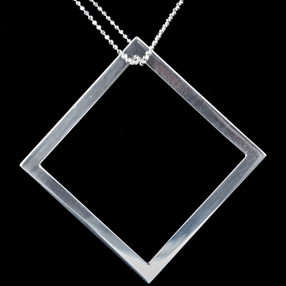 KA0315001 - Zilveren ketting met vierkante hanger