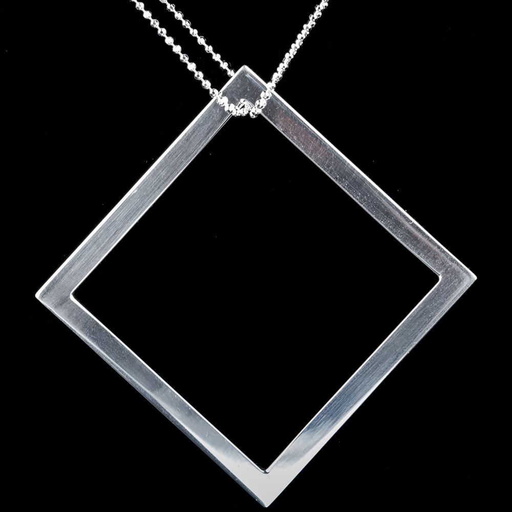 KA0315001 - Zilveren ketting met vierkante hanger