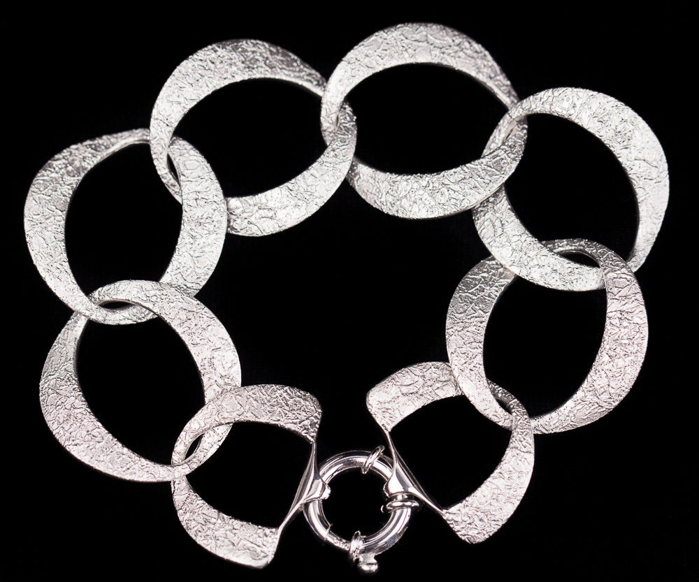 Silver and diamond-plated link bracelet