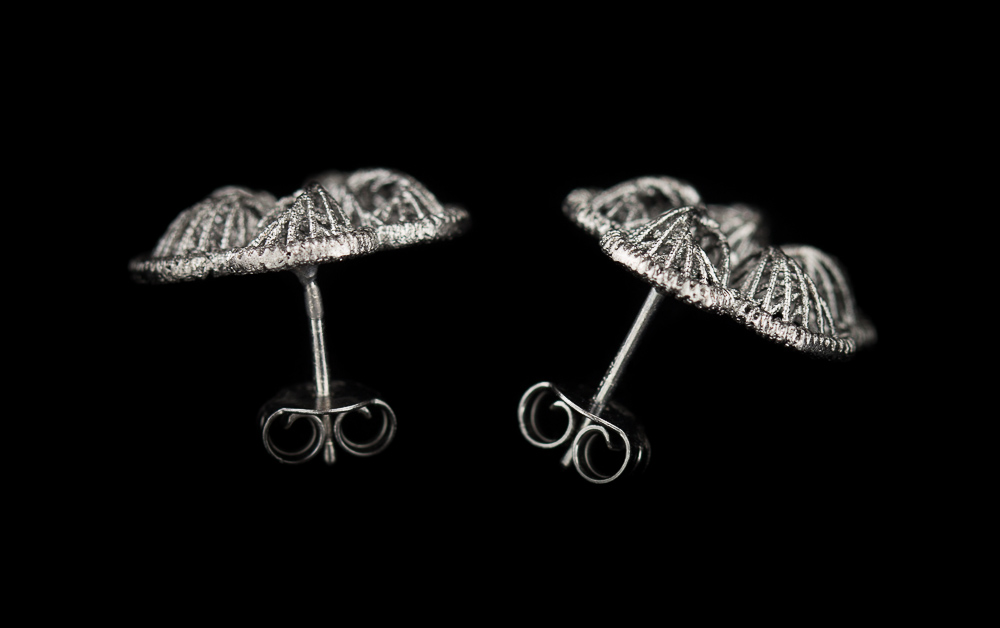 cutaway dark grey sterling silver earrings