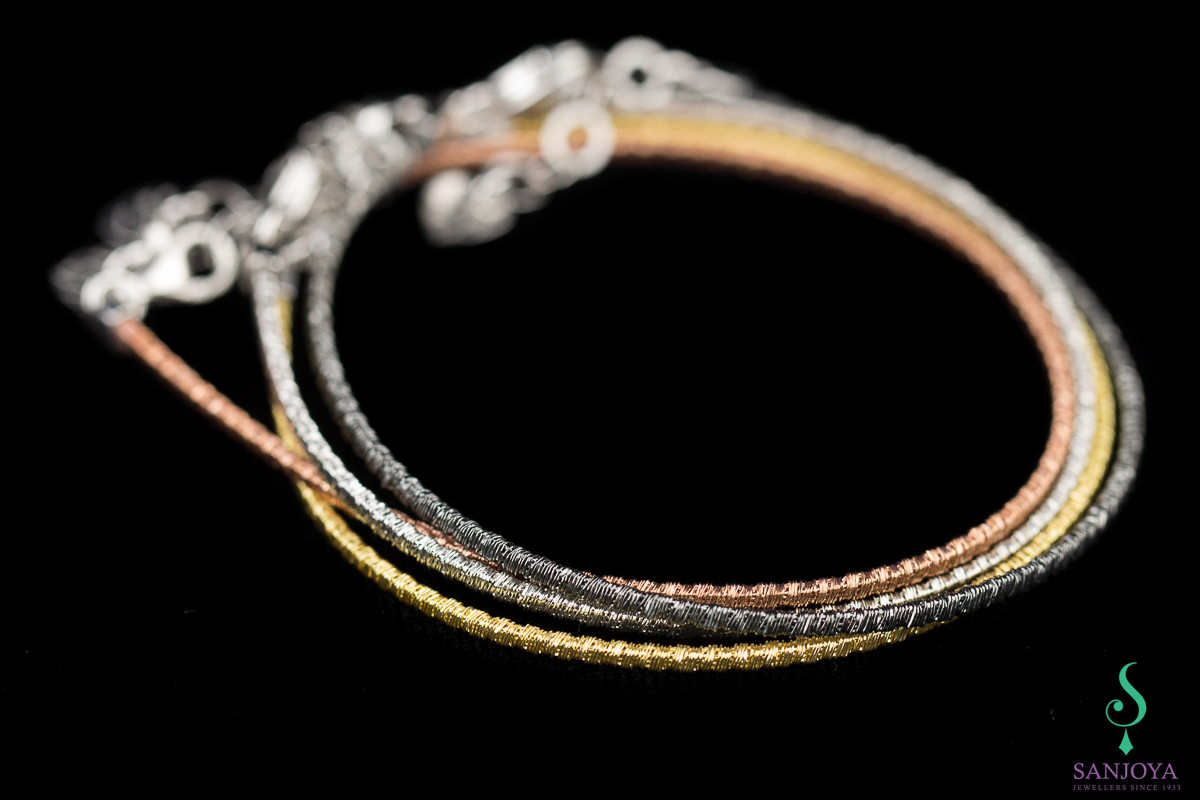 Refined rose bracelet of sterling silver, 2mm