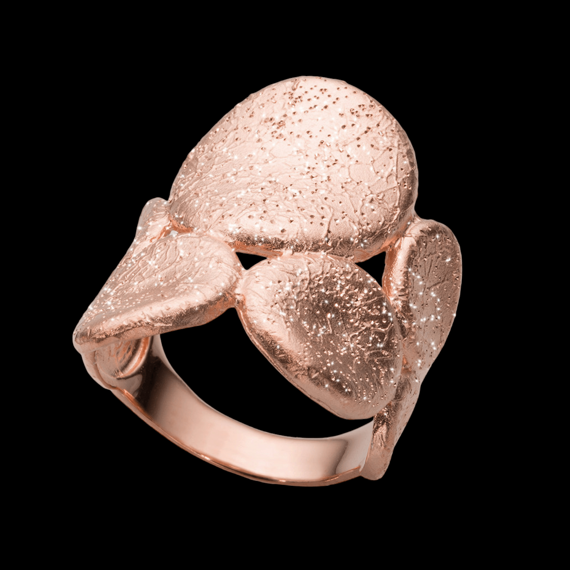 Roséfarbener Ring mit ovalen Details