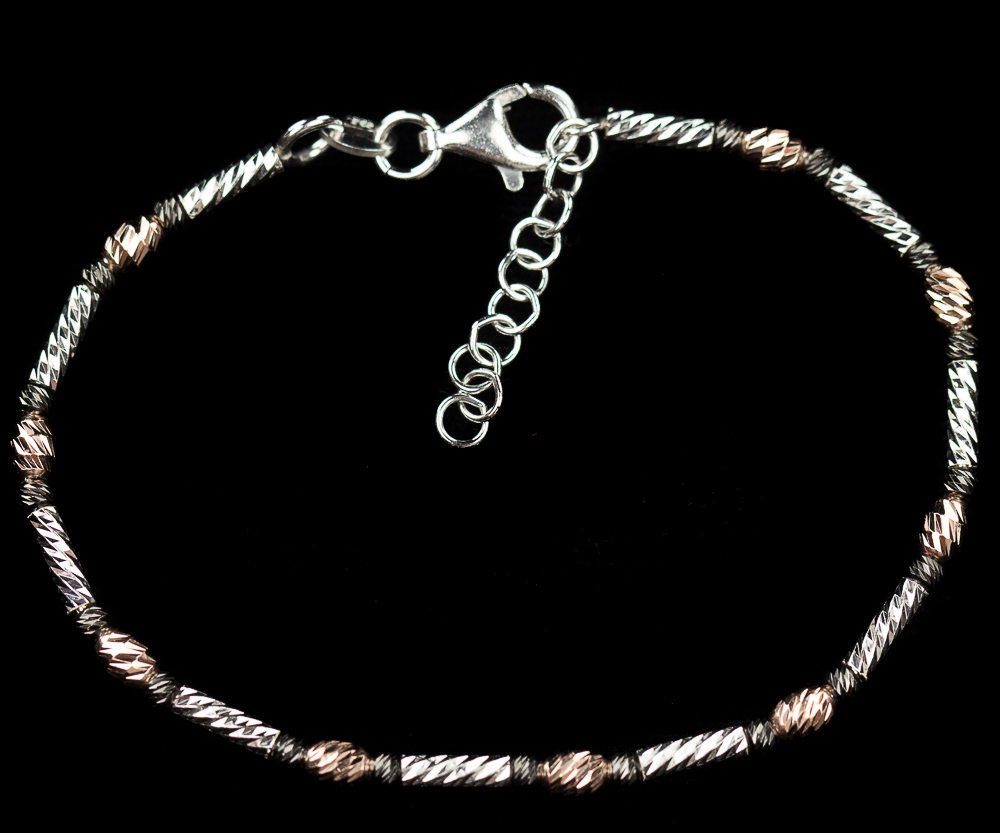 Italian bracelet of rosé, black and silver