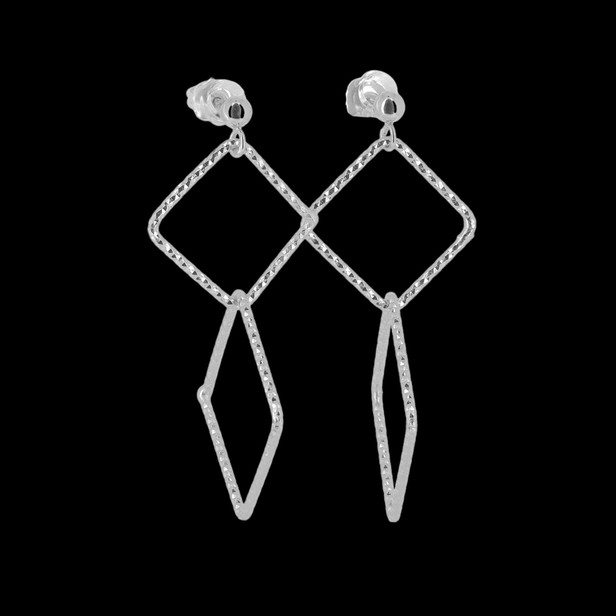 Boucles d'oreilles en argent avec deux carrés ouverts