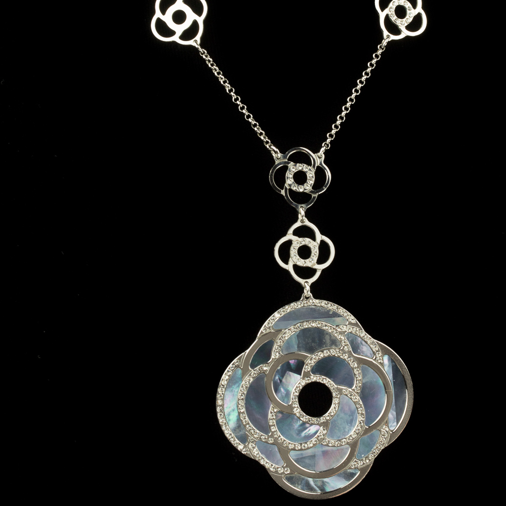 Sterling necklace with blue flower drops
