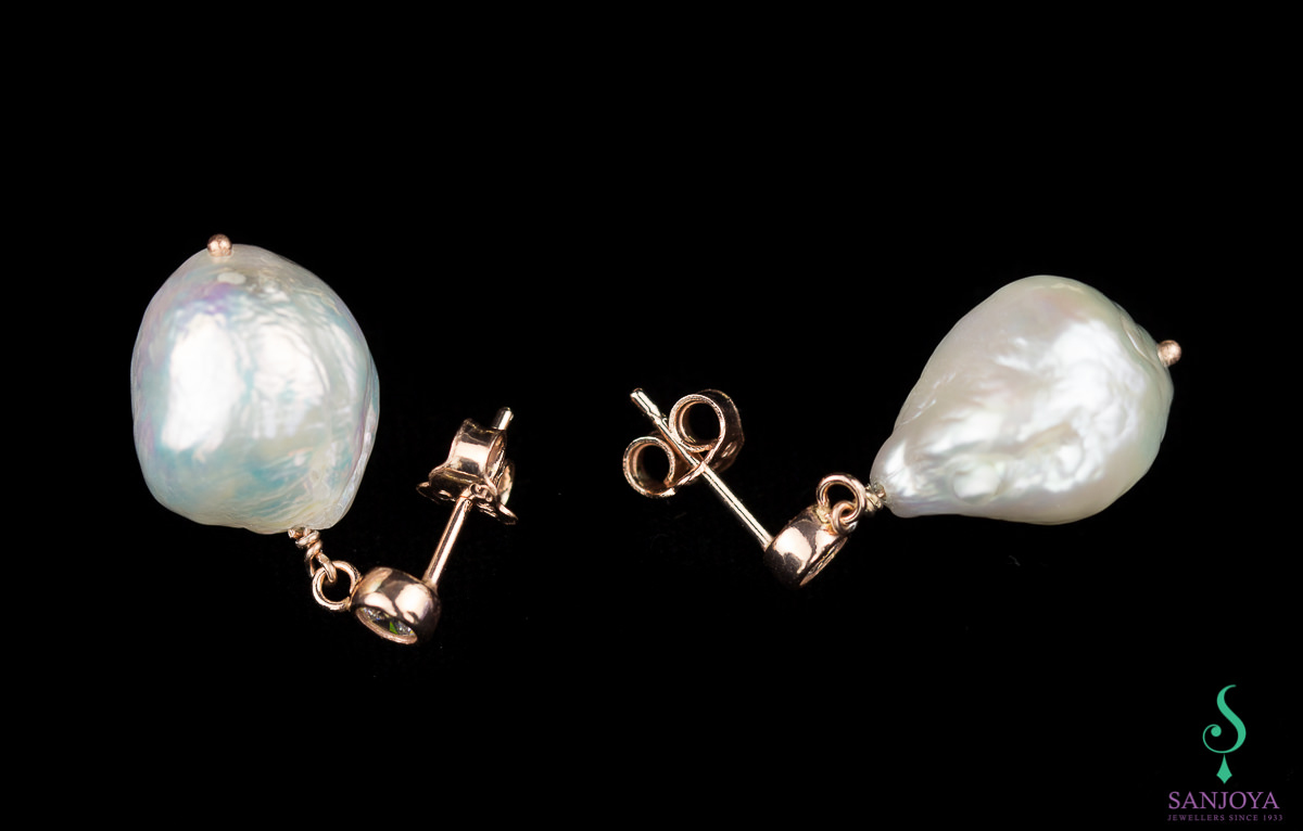 Pearl earrings from rosé with zirconia