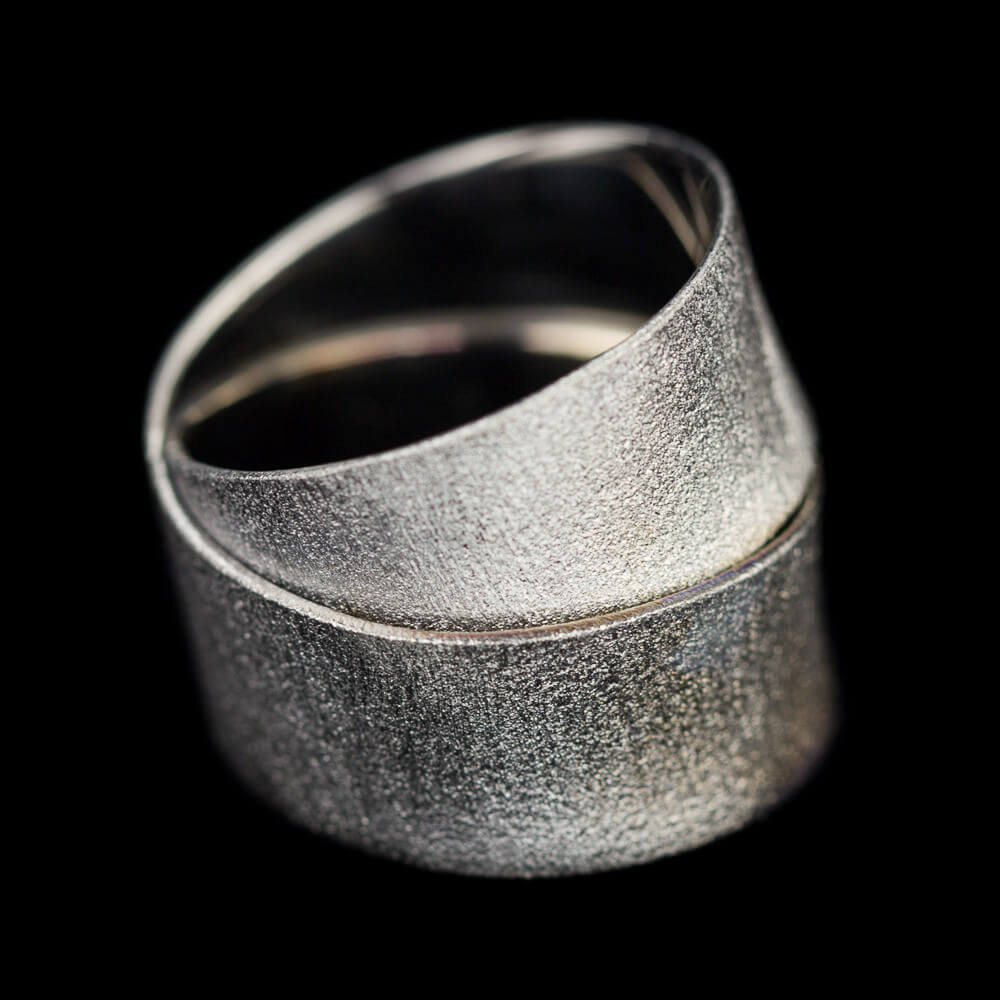 2-row white silver ring