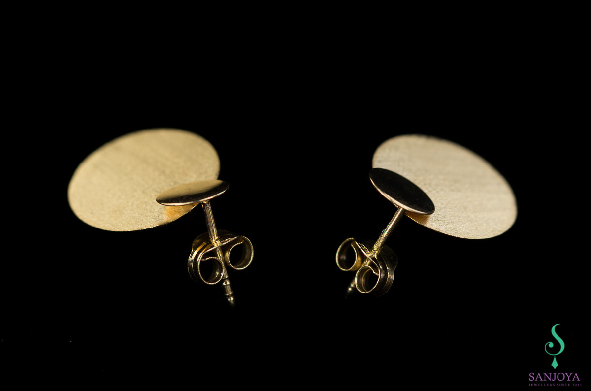 Gold earrings with two circles, 18Kt