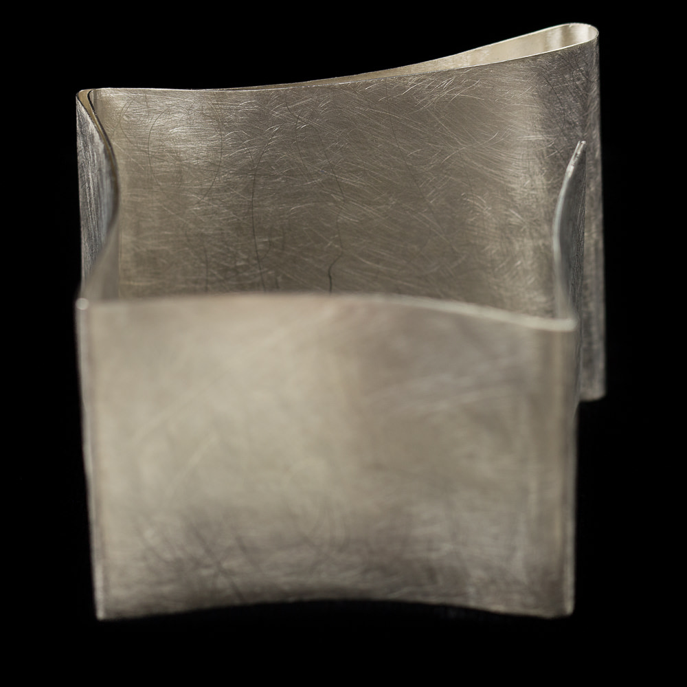 Silver and matted square slave bracelet