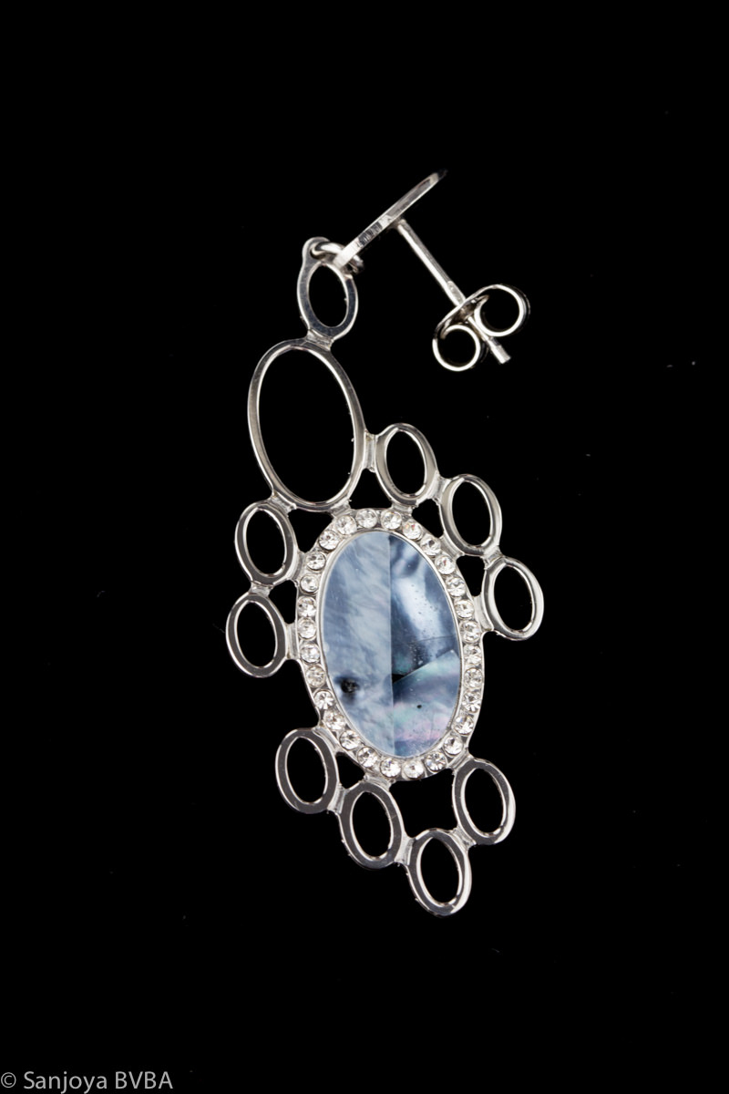 Silver and blue mother of pearl pending earrings