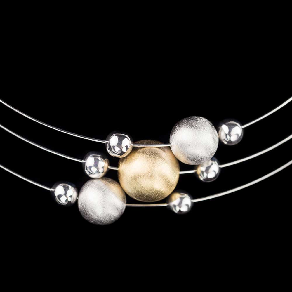 Silver multi-thread chain with globules